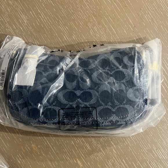 Coach Blue Textured Handbag blue denim - Picture 1 of 3